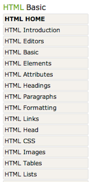 HTML Basic menu
